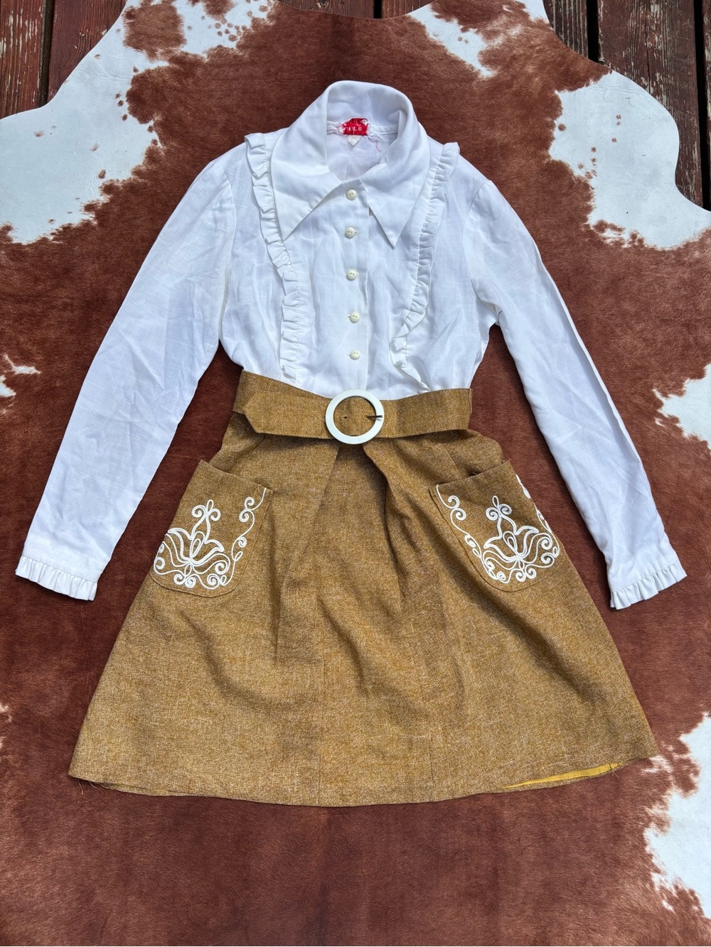Vintage 1970s Western Prairie Ruffle Cottagecore mini Dress
